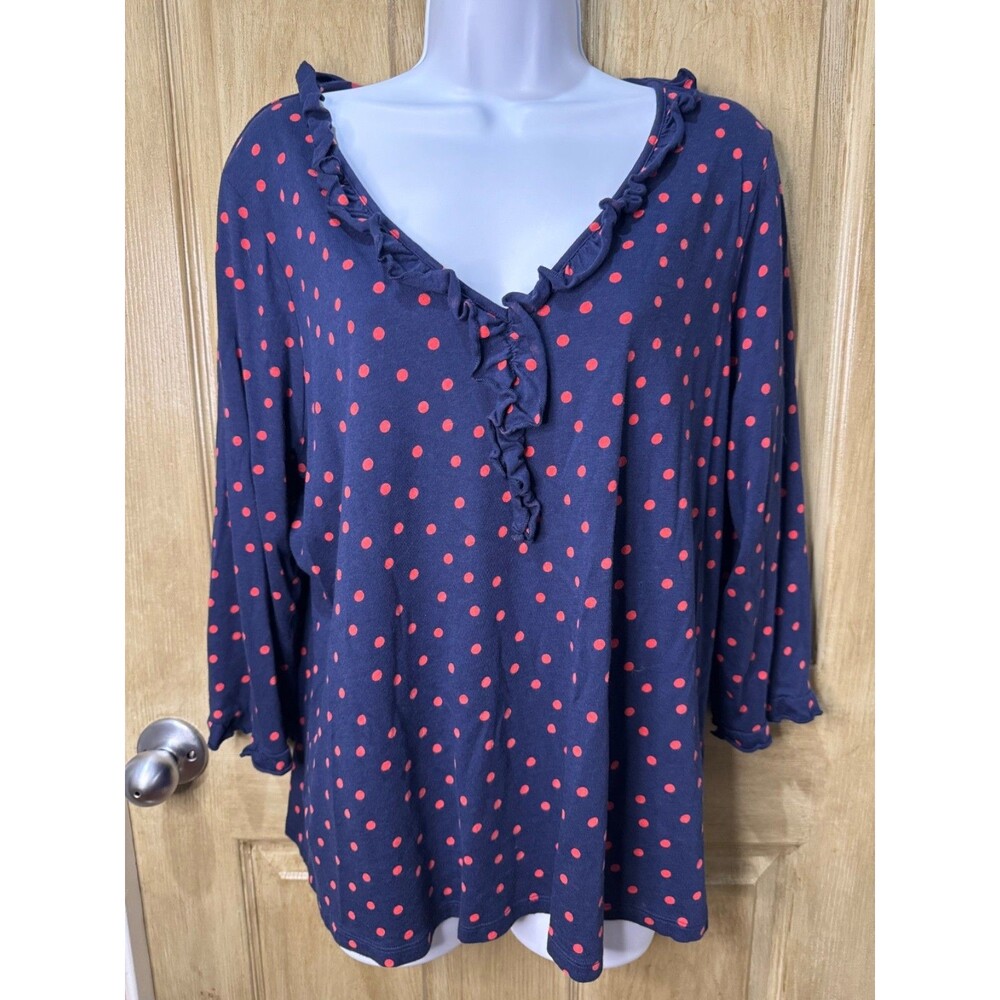 Boden Top Womens Size 16 Polka Dot Stretch Casual Shirt Cotton Modal - Picture 1 of 6
